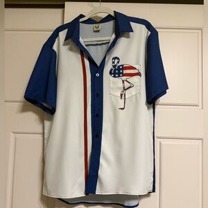 Patriotic Flamingo Men's Bowling Shirt - Med
